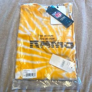 Women's LA Rams Gold Tie-Dye Cropped Long Sleeve T-Shirt